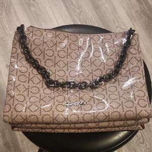 Calvin Klein Monogram Tan Shoulder Bag